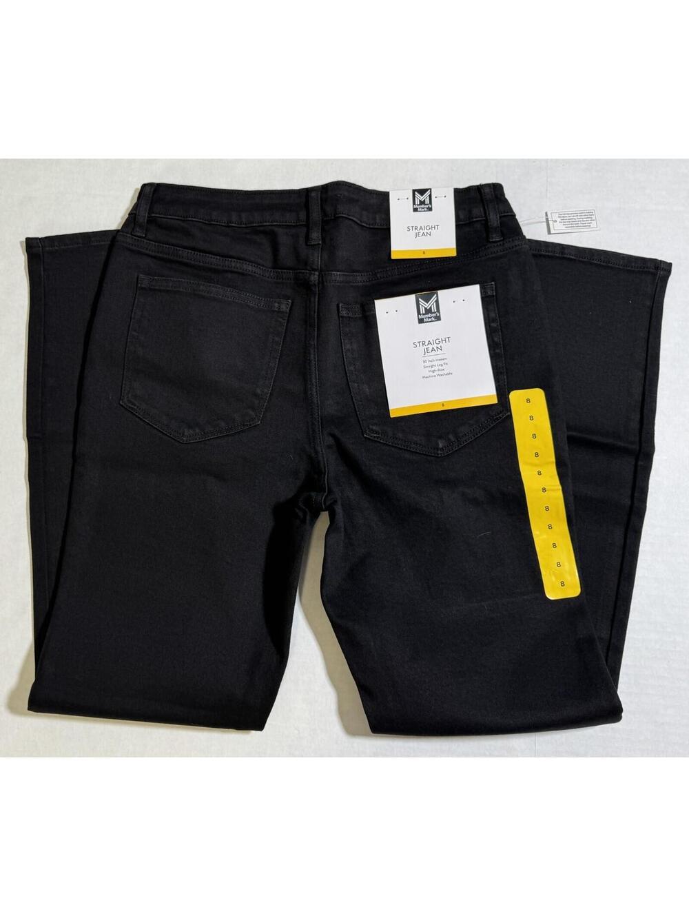 Member's Mark Straight Jeans High Rise Women's Size 8 Black Rinse NEW!